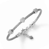 Diamond Cable Bracelet, Steel, Sterling Silver Hearts
