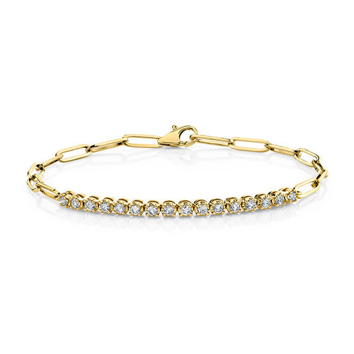 Diamond Bracelet with Paperclip Chain 14K Yellow Gold