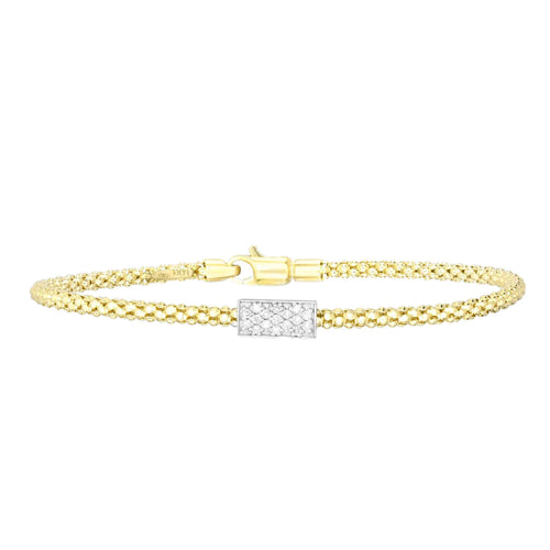 Popcorn Bracelet with Diamonds, 14K Yellow Gold
