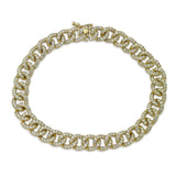 Pavé Diamond Link Bracelet, 3.20 Carats, 14K Yellow Gold