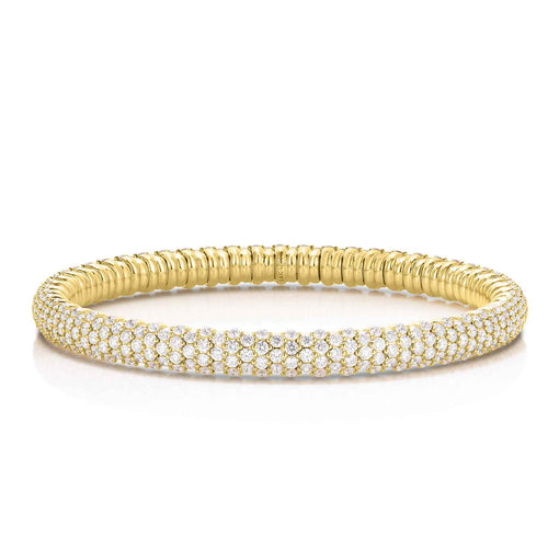 Pavé Diamond Expanding Bracelet, 6.50 Carats, 14K Yellow Gold