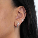 Small Pavé Diamond Star Stud Earrings, 14K White Gold