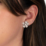 Magnolia Collection Diamond Flower Earrings, 14K White Gold