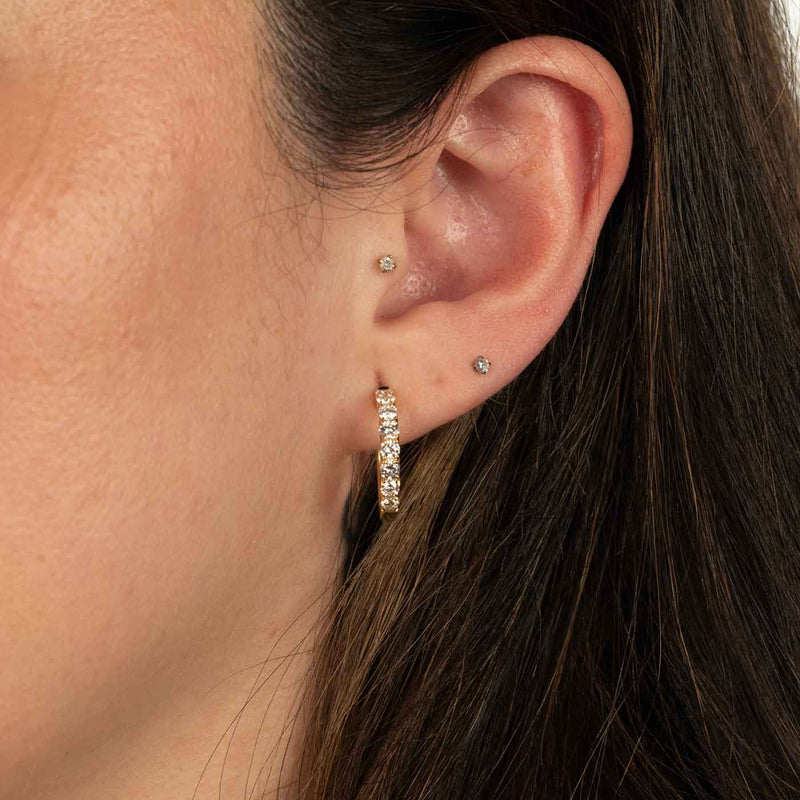 Diamond Hoop Earrings, .99 Carat, 14K Yellow Gold