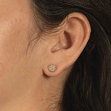 Pavé Diamond Round Earrings, .33 Carat Total, 14K Yellow Gold