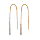Diamond Bar "Threader" Style Earrings, 14K Yellow Gold