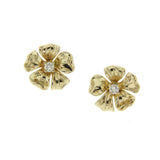 Magnolia Collection Flower Earrings, 14K Yellow Gold