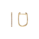 Diamond Thin Hoop Earrings, 14K Yellow Gold