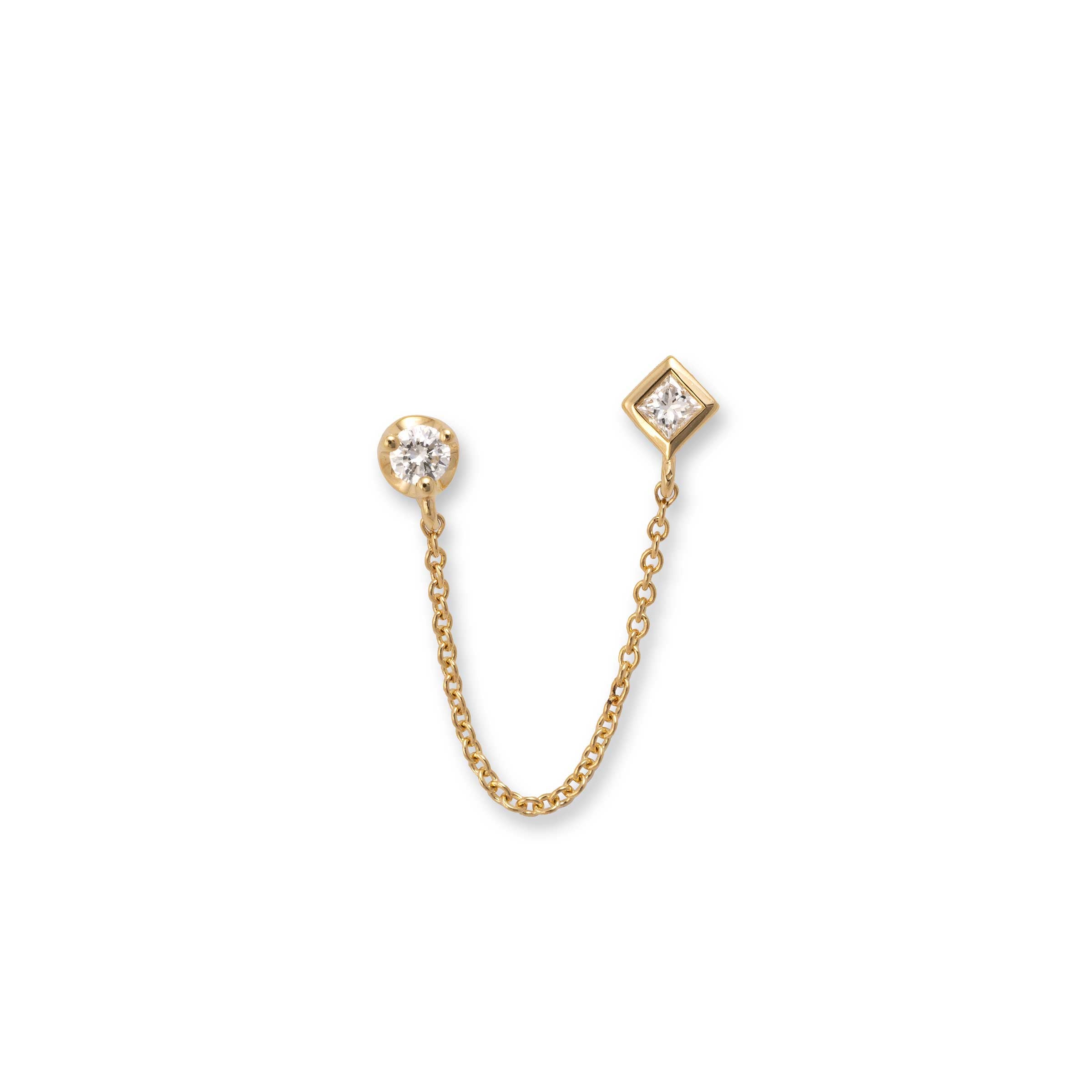 Double Stud Diamond Single Earring, 14K Yellow Gold – Fortunoff Fine Jewelry