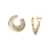 Diamond Studded Hoop Earrings, 14K Yellow Gold
