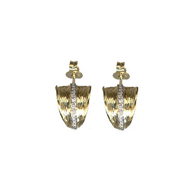 Textured Diamond Rounded Earrings, 14K Yellow Gold