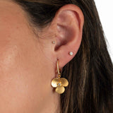 Diamond Flower Drop Earrings, 14K Yellow Gold