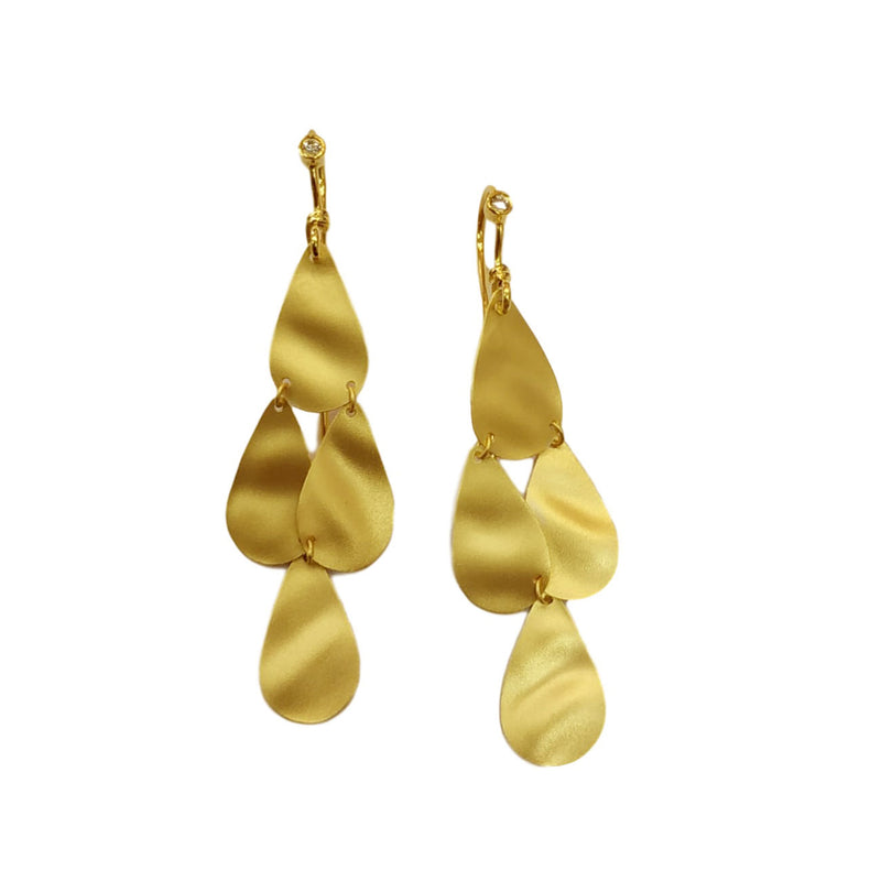 Multiple Leaf Dangle Earrings, 14K Yellow Gold