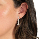 Pavé Diamond Deco Style Dangle Earrings, 14K White Gold