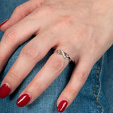 Diamond Knot Design Ring, 14K White Gold