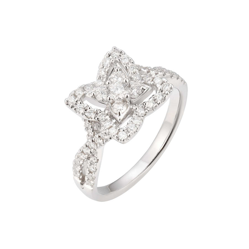 Diamond Square Design Ring, 14K White Gold