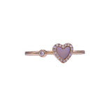 Teen Pink Mother Of Pearl Heart and Diamond Ring, 14K Rose Gold
