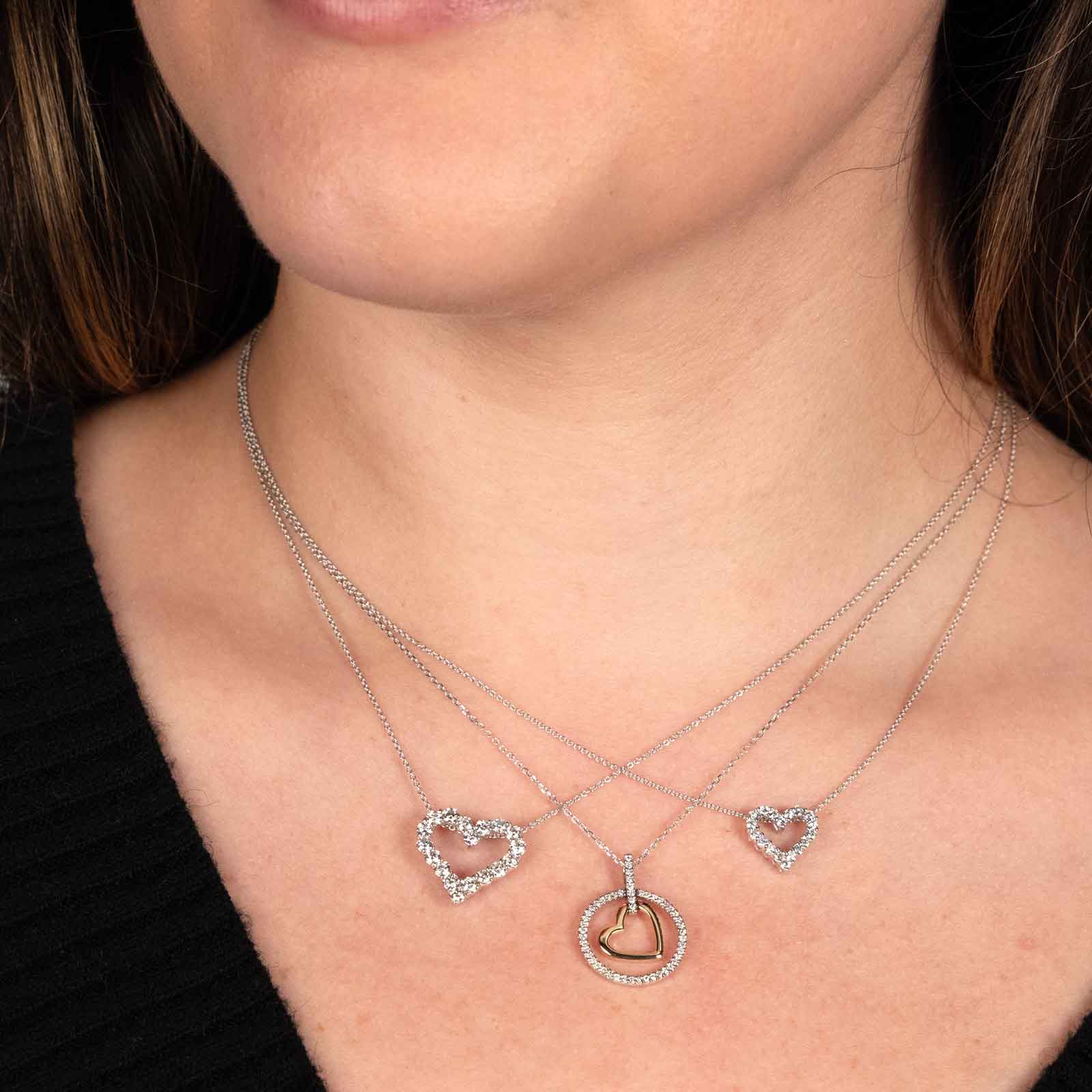 14K Gold Heart Cut Diamond Pendant Halo Necklace – deBebians