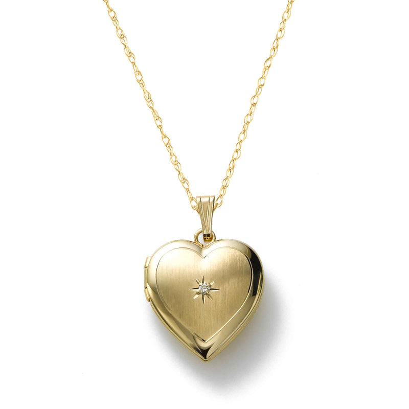 Heart Locket with Diamond Accent, 14K Yellow Gold