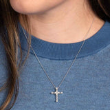 Baguette and Round Diamond Cross, 18K White Gold