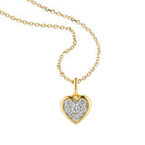 Framed Pavé Diamond Heart Pendant, 14K Yellow Gold