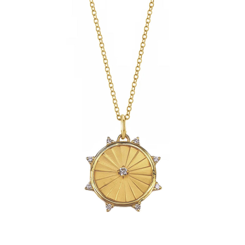 Diamond Wheel Pendant, 14K Yellow Gold
