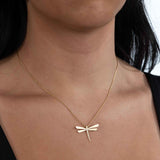 Dragonfly Pendant with Diamonds, 14K Yellow Gold
