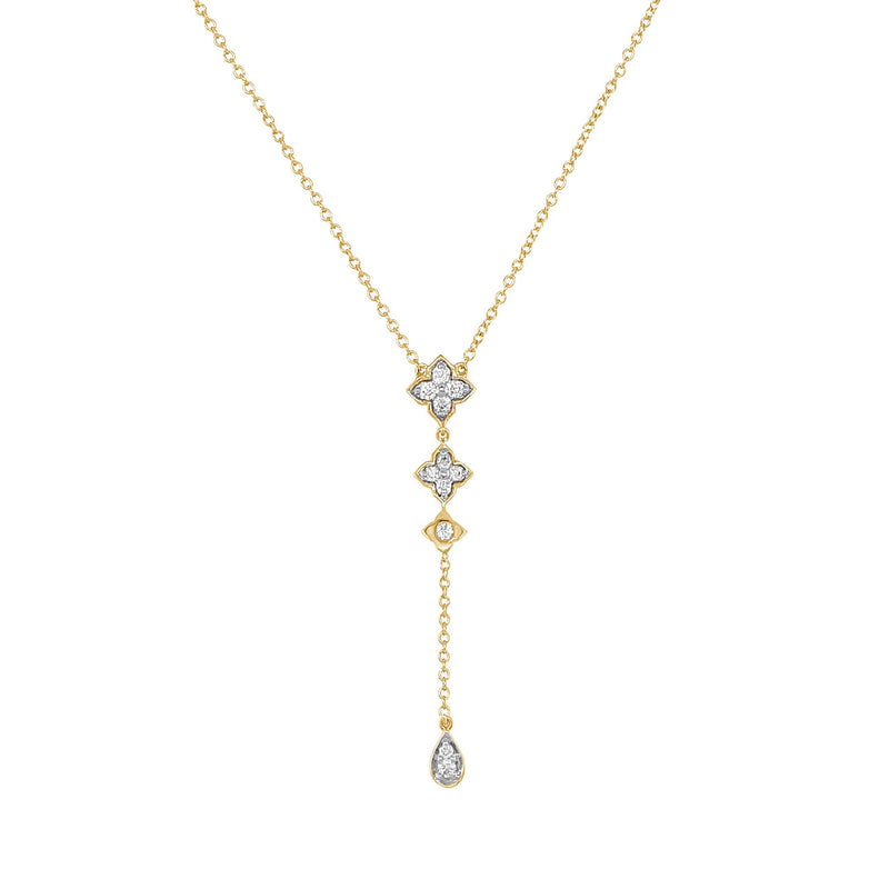 Diamond Y Drop Necklace, 14K Yellow Gold