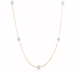 Bezel Diamond Stations Necklace, 18 Inches, .75 Carat, 14 Karat Gold