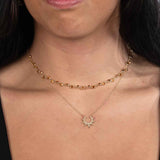 Diamond Sunburst Necklace, 14K Yellow Gold