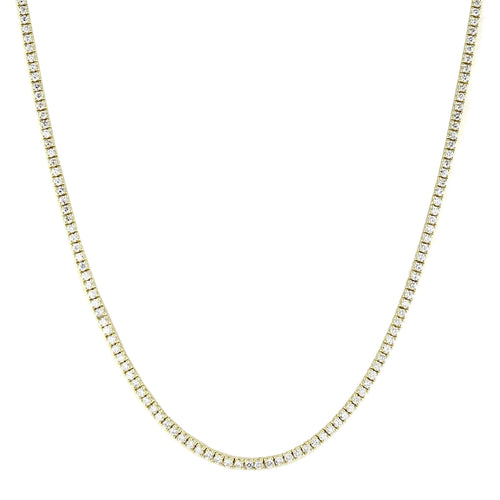 Diamond Tennis Necklace, 6 Carats, 16 Inches, 14K Yellow Gold