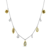 Two Tone Diamond Drop Necklace, 14 Karat Gold