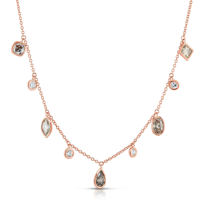 Fancy Brown Diamond Drop Necklace, 14K Rose Gold