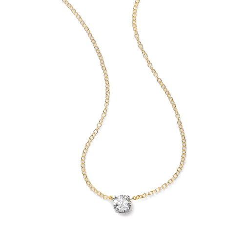 Diamond Solitaire Necklace .30 Carat, 14K Yellow Gold