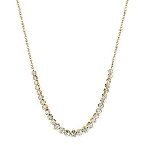 Modern Bezel Set Diamond Necklace, 14K Yellow Gold
