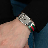 Pre-Owned Gucci Enamel Belt Bracelet, Sterling Silver