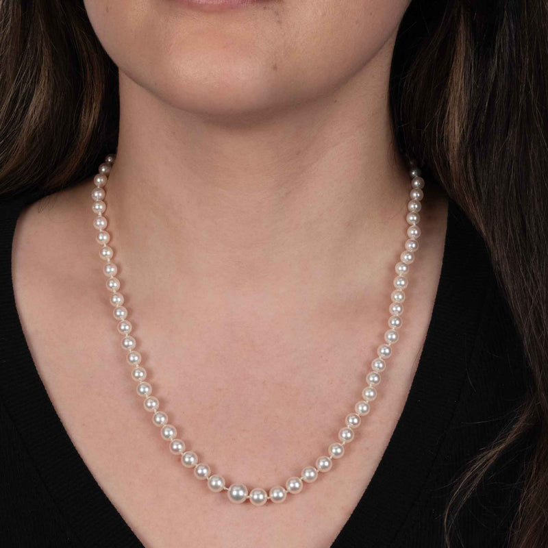 Graduated Akoya Cultured Pearl Necklace, 20 Inches, 14K White Gold