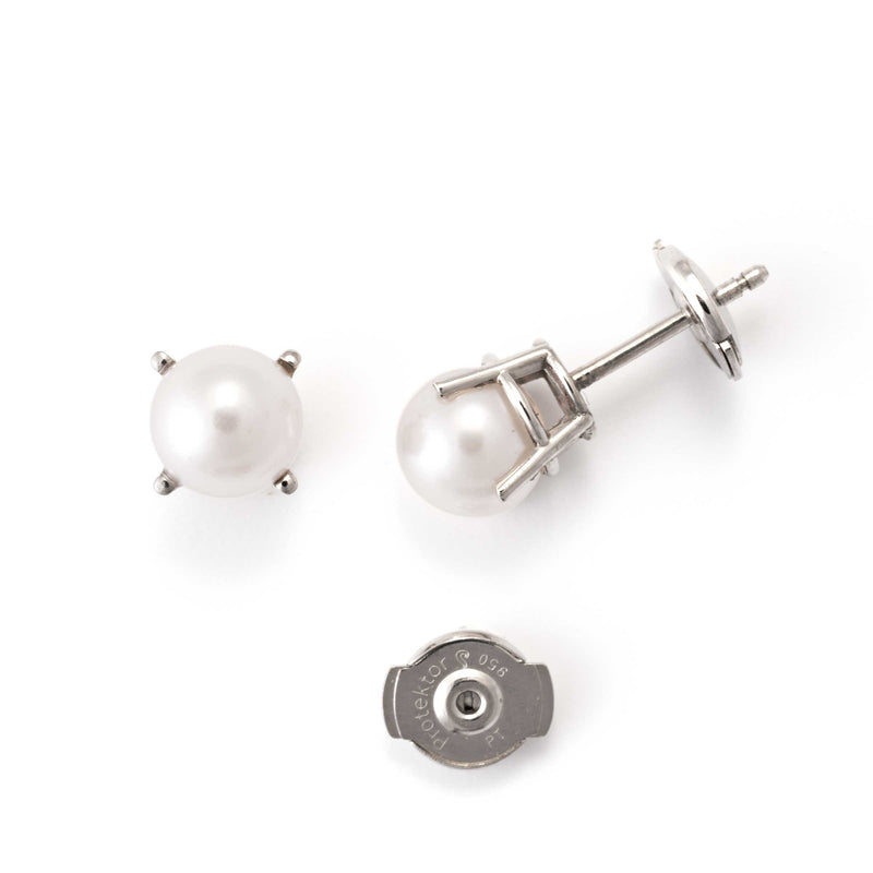 Pre-Owned Akoya Saltwater Cultured Pearl Earrings, Platinum