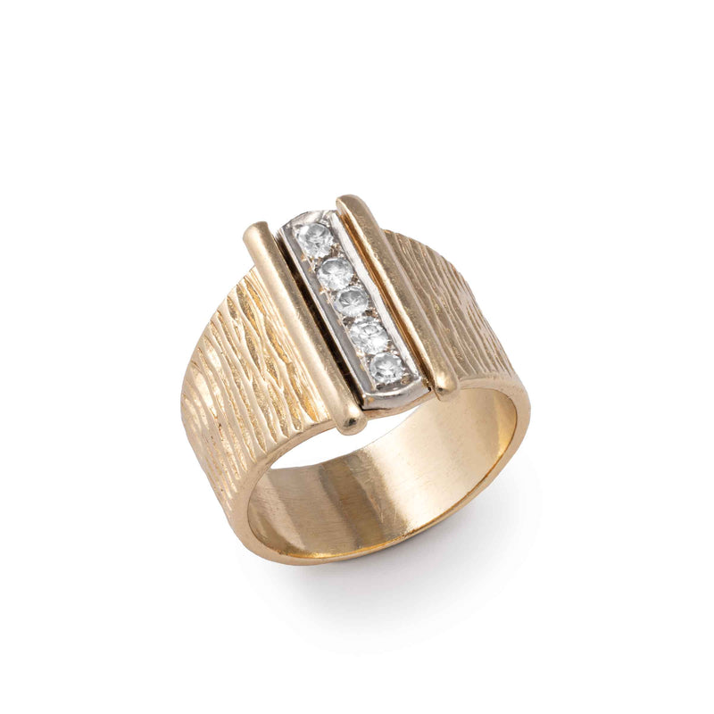 Pre-Owned Diamond Wide Wedding Band, 14K Yellow Gold