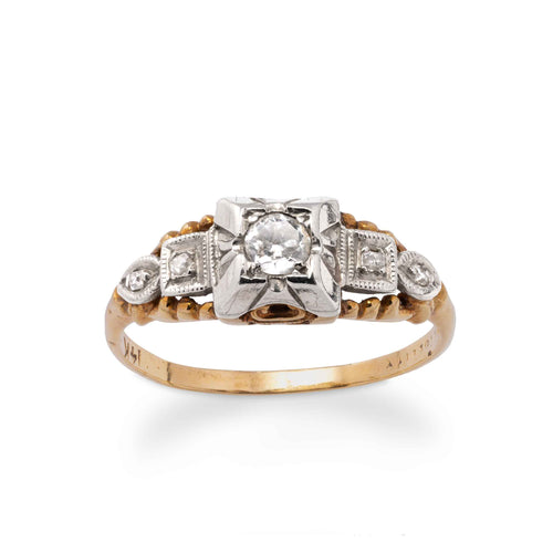 Pre-Owned Deco Style Diamond Ring, 14 Karat Gold