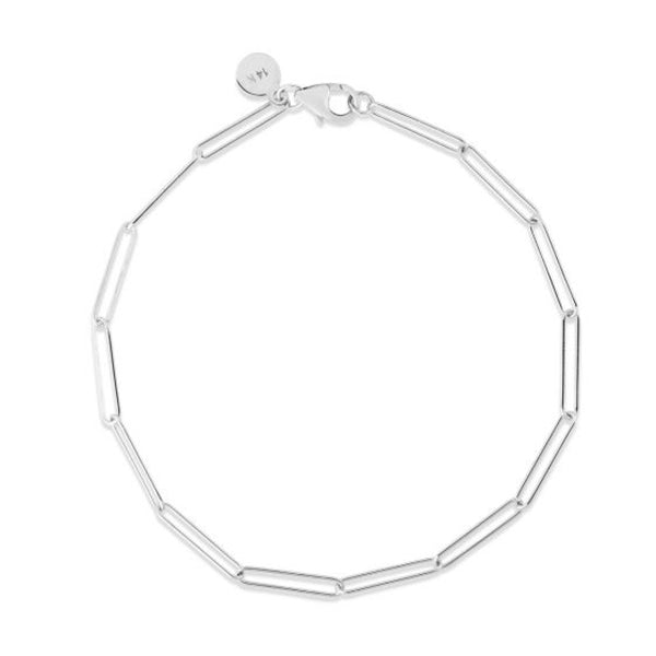 Delicate Paperclip Bracelet, 7 Inches, 14K White Gold