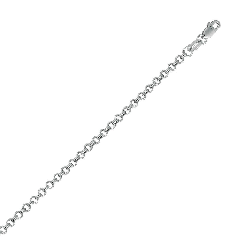 Lite Rolo Chain Bracelet, 7 Inches, 14K White Gold
