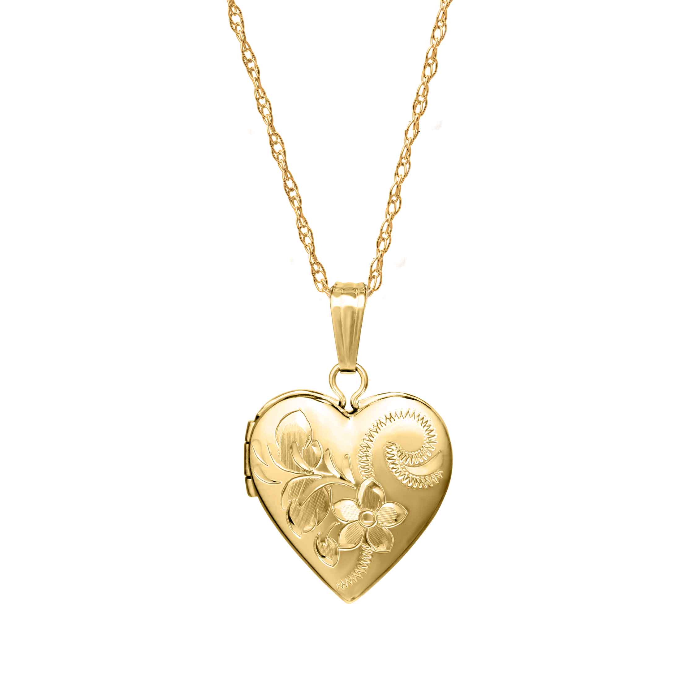 18k Rose Gold Plated Engraved Heart Necklace - MYKA