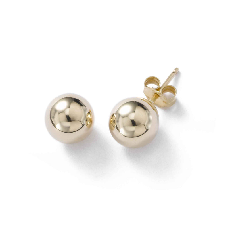 Gold Ball 7mm and 8mm Earring, 14K Yellow Gold