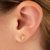 Pyramid Shape Button Earrings, 14K Yellow Gold