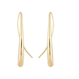 Elongated Shiny Drop Earrings, 14K Yellow Gold