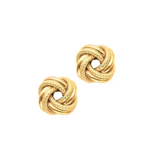 Textured Knot Earrings, 14K Yellow Gold