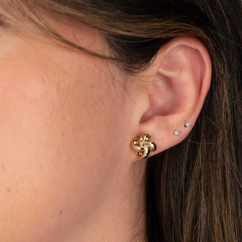 Polished Knot Stud Earrings, 14K Yellow Gold