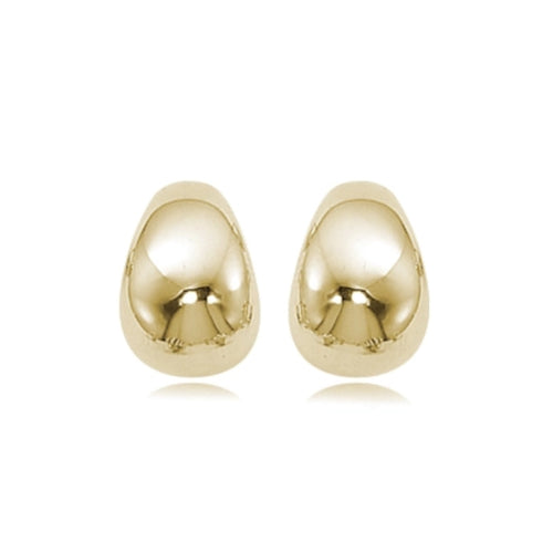 Puff Bottom Half Hoop Earrings, 14K Yellow Gold