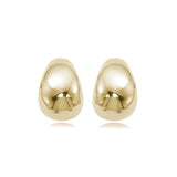 Puff Bottom Half Hoop Earrings, 14K Yellow Gold